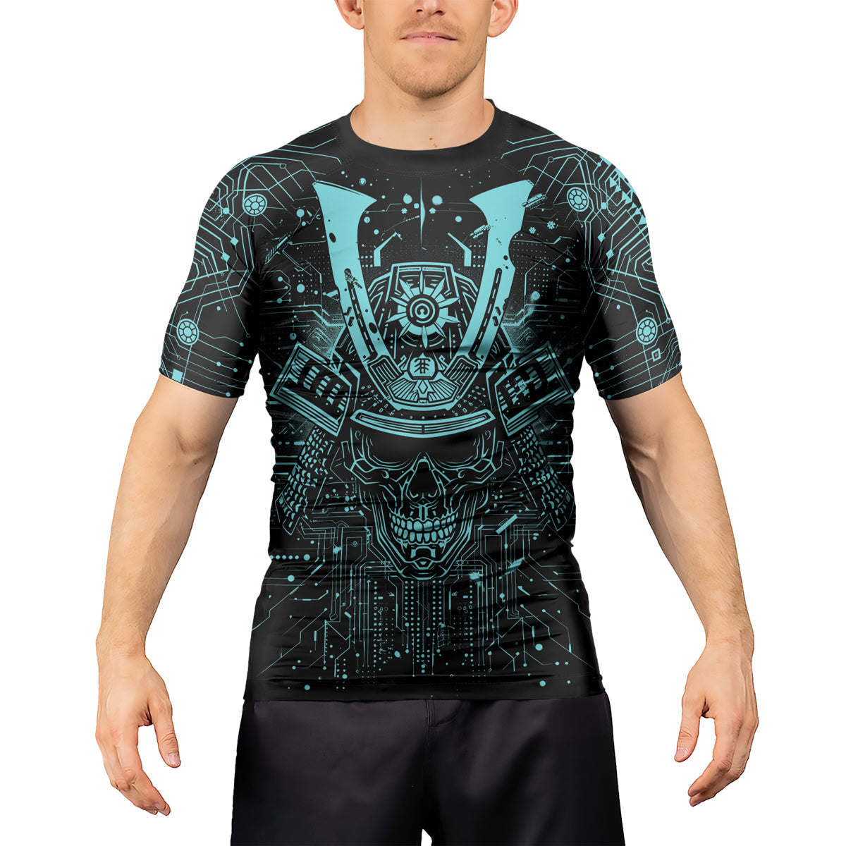 Rashninja Cyber Neon Matrix Men's Short Sleeve Rash Guard