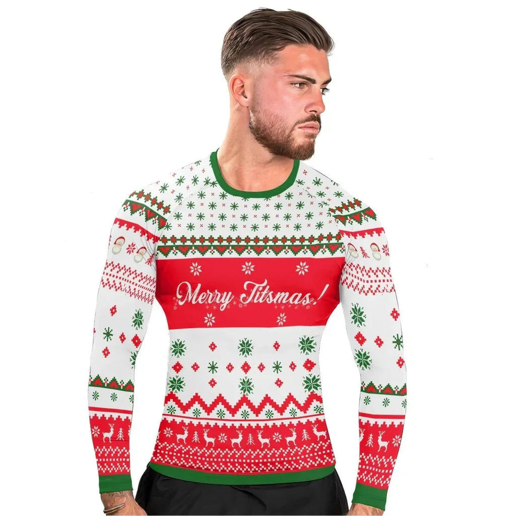 Merry Jitsmas Men's Long Sleeve Rash Guard