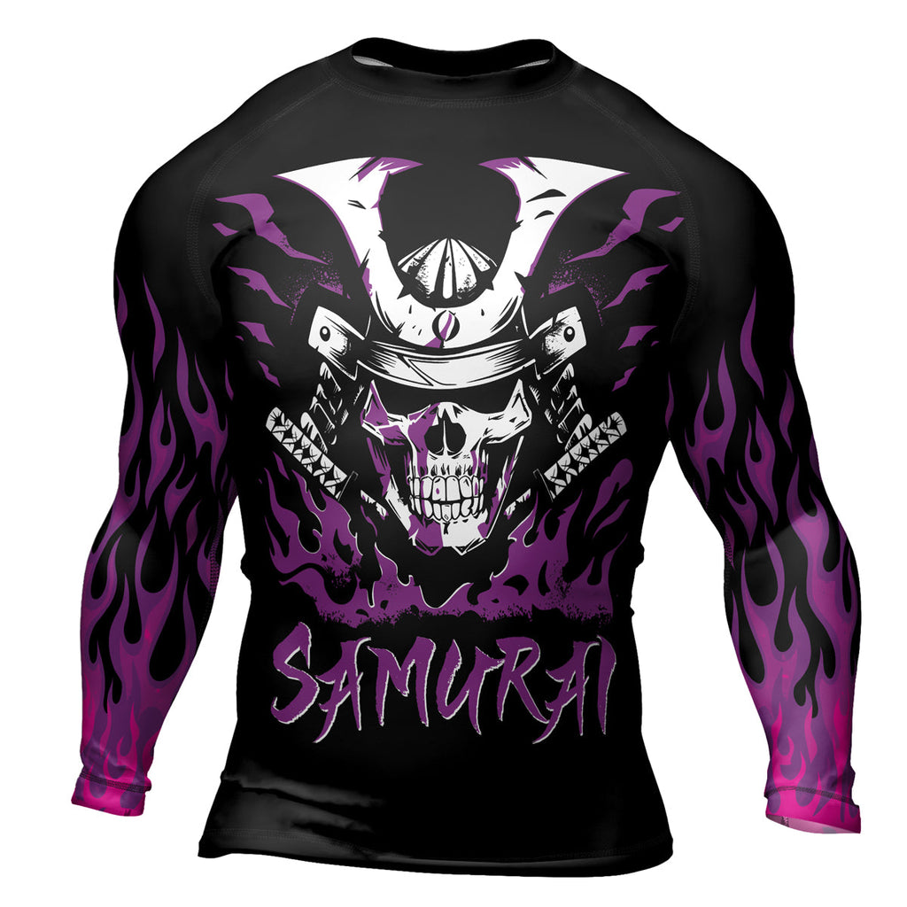 Rashninja Samurai Skull Blaze Men's Long Sleeve Rash Guard