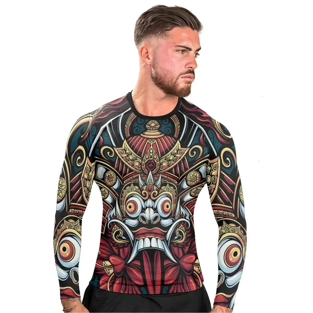 Japanese Weird Samurai Helmet Long Sleeve Rash Guard