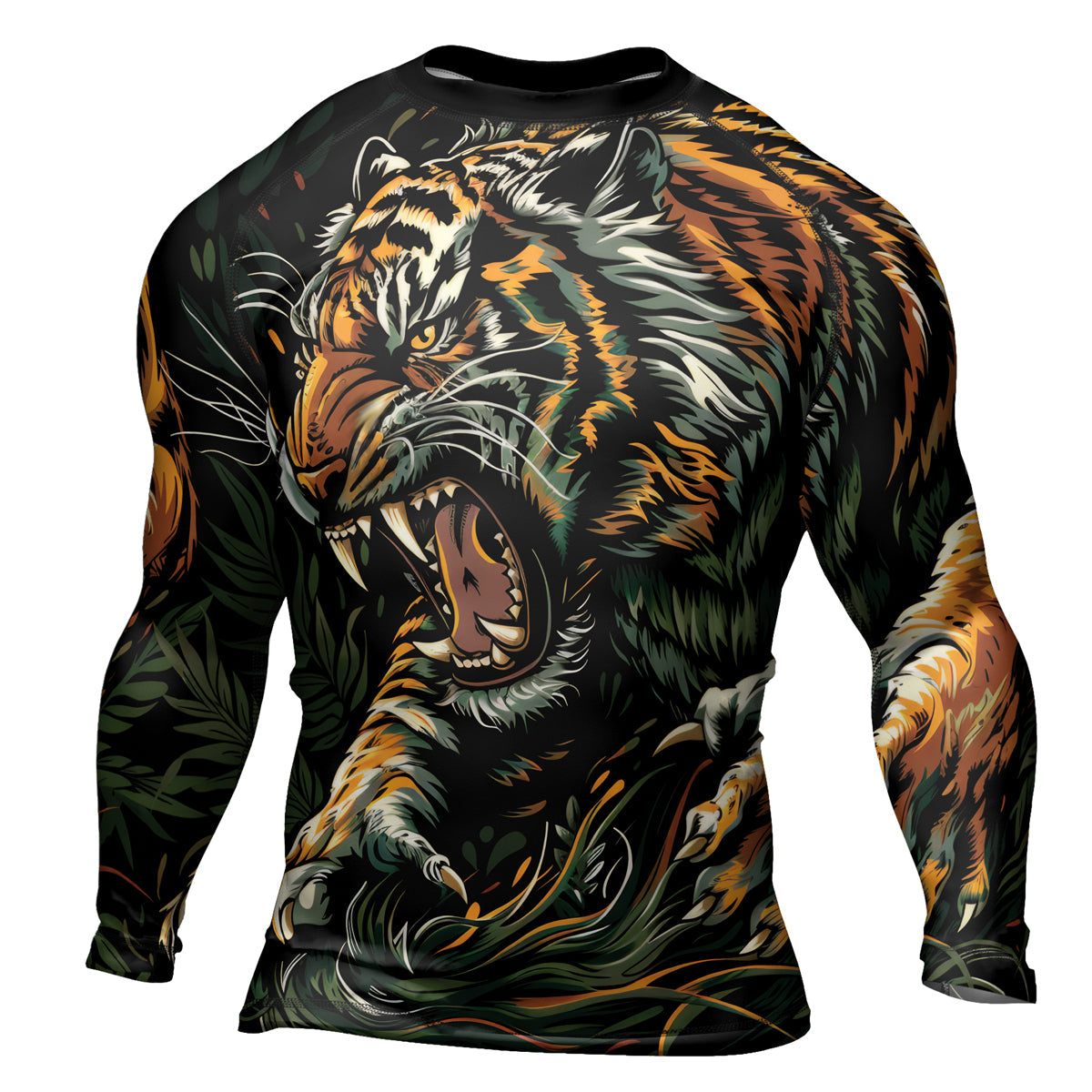 Rashninja Roaring Tiger Jungle Men's Long Sleeve Rash Guard