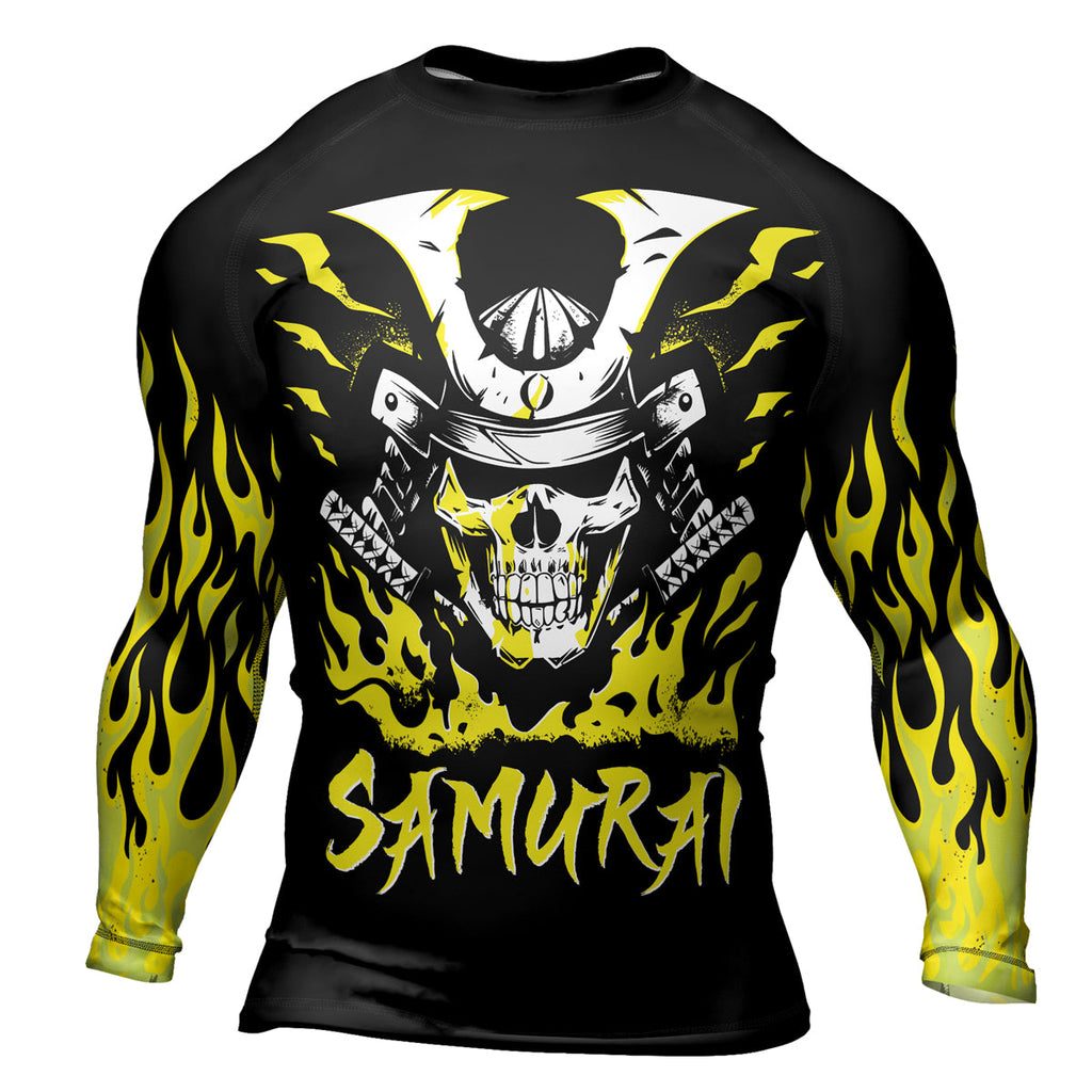 Rashninja Samurai Skull Blaze Men's Long Sleeve Rash Guard