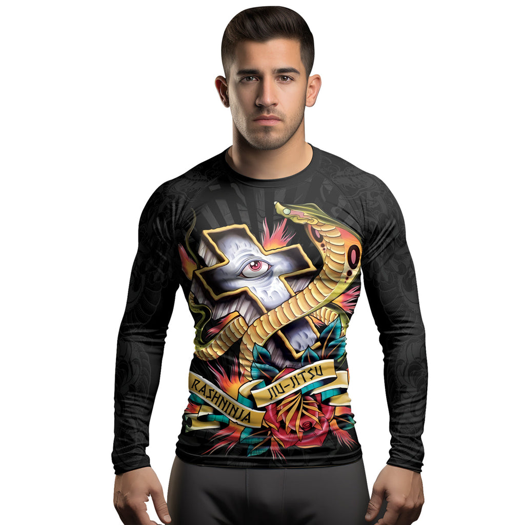 Rashninja Snake Tattoo Ink Spiral Men's Long Sleeve Rash Guard