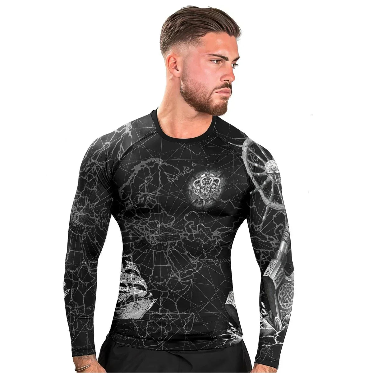 Viking Pirate Ship Long Sleeve Rash Guard