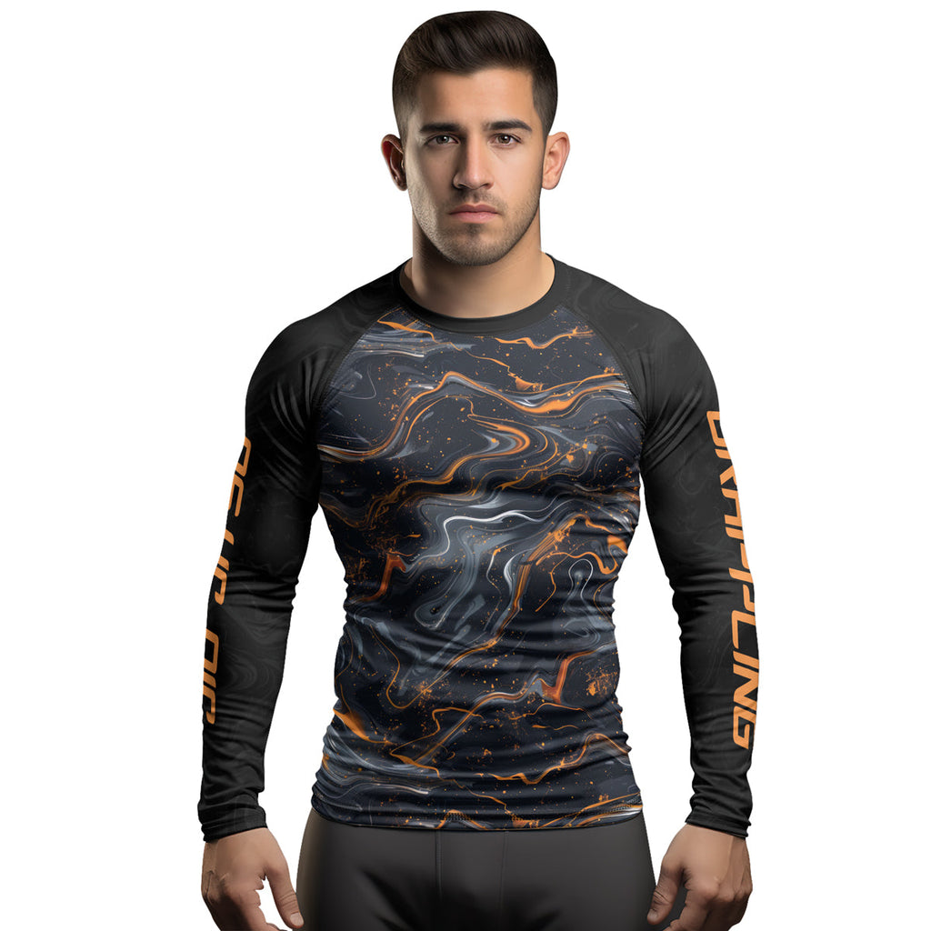 Rashninja Cyber Storm Marble Men's Long Sleeve Rash Guard