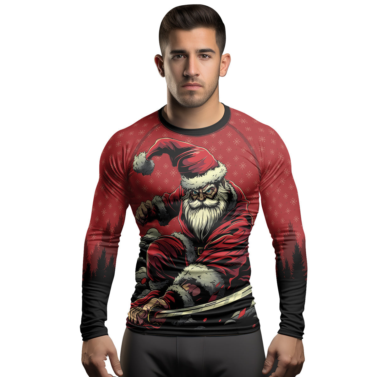 Rashninja Christmas Santa Grappler Men's Long Sleeve Rash Guard
