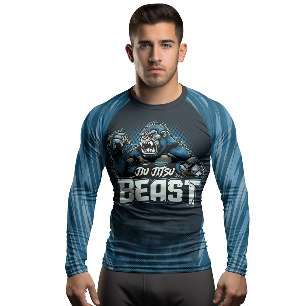 Rashninja Gorilla Blue Titan Men's Long Sleeve Rash Guard