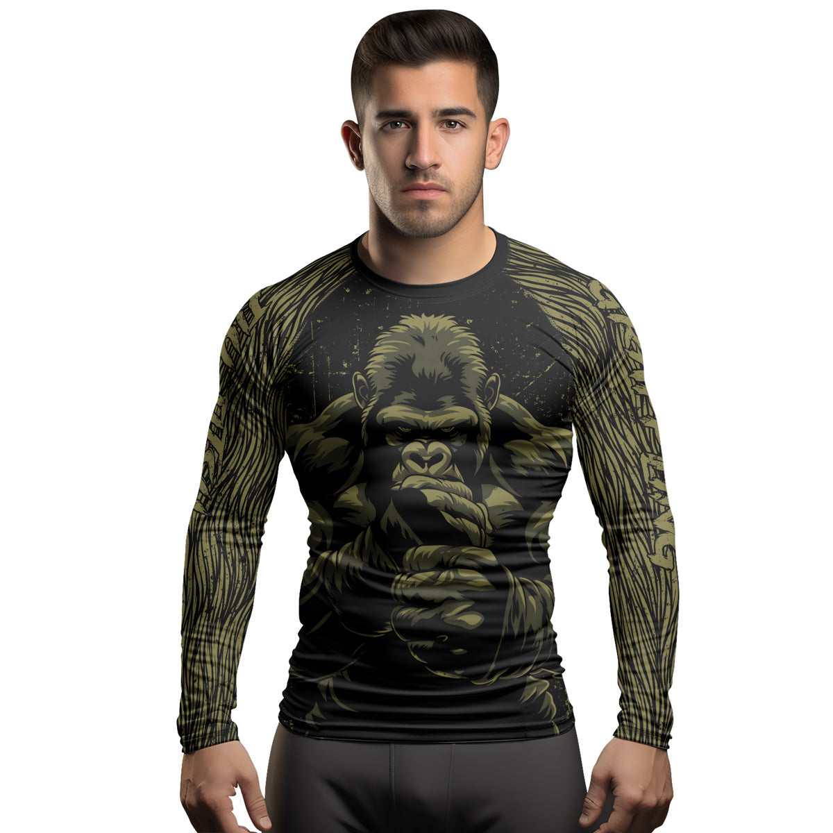 Rashninja Gorilla Jungle King Men's Long Sleeve Rash Guard