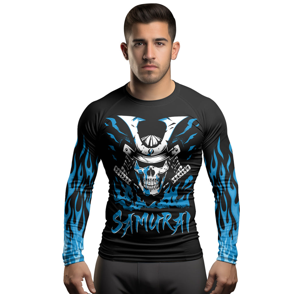 Rashninja Samurai Skull Blaze Men's Long Sleeve Rash Guard