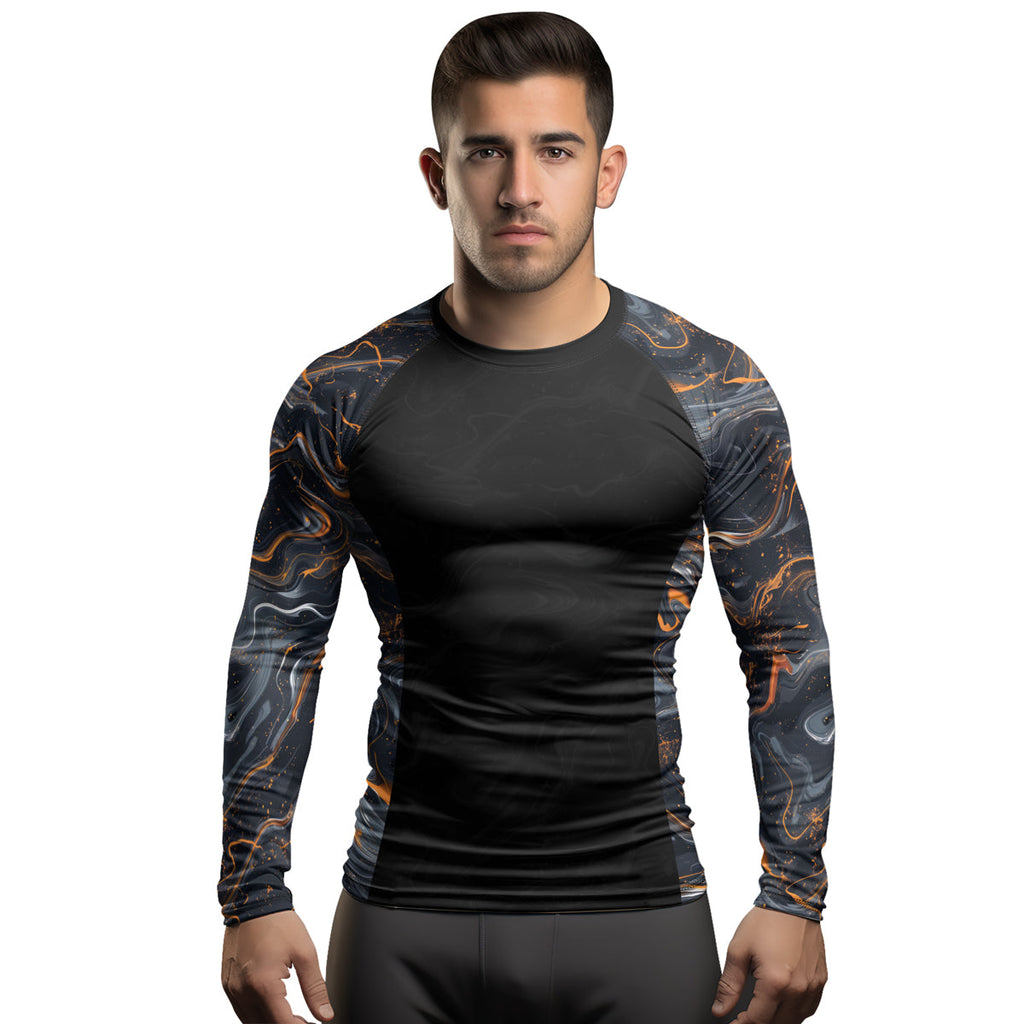 Rashninja Cyber Storm Marble Men's Long Sleeve Rash Guard