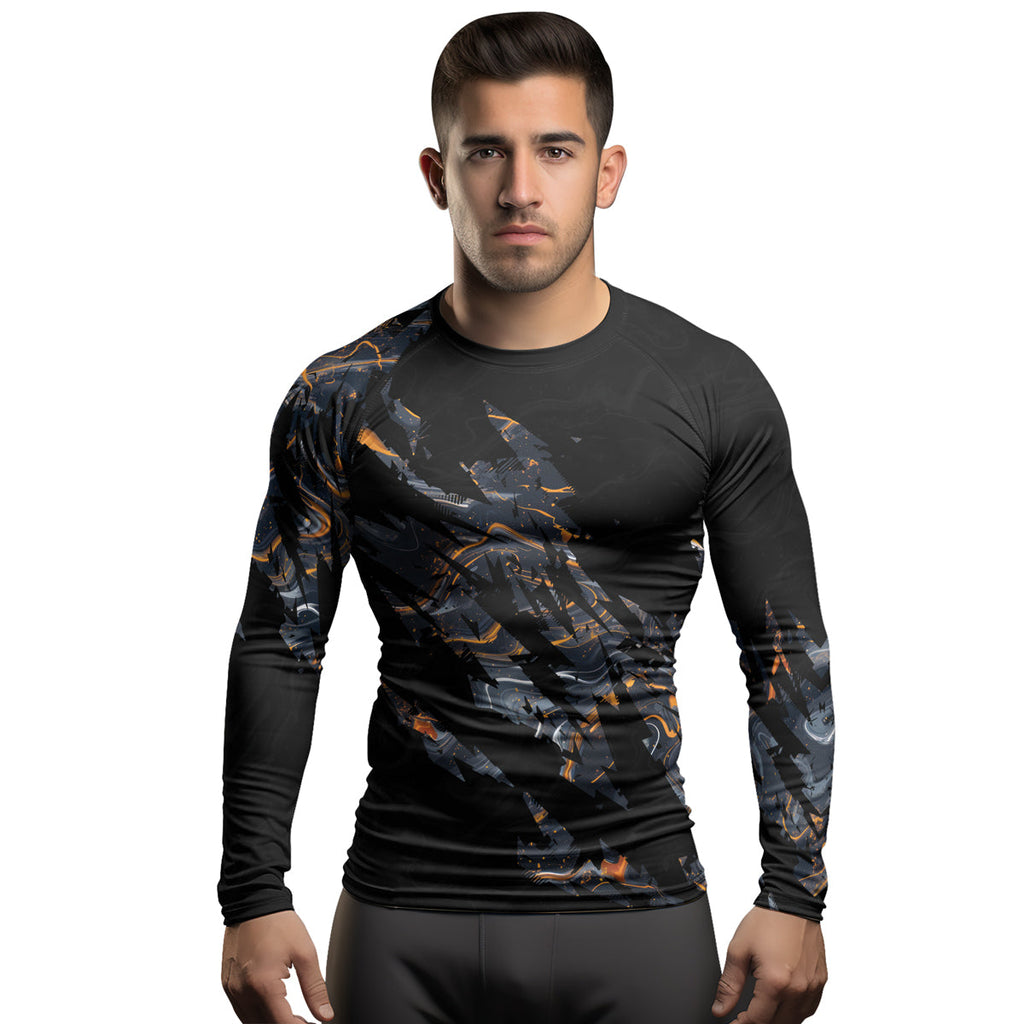 Rashninja Cyber Storm Marble Men's Long Sleeve Rash Guard