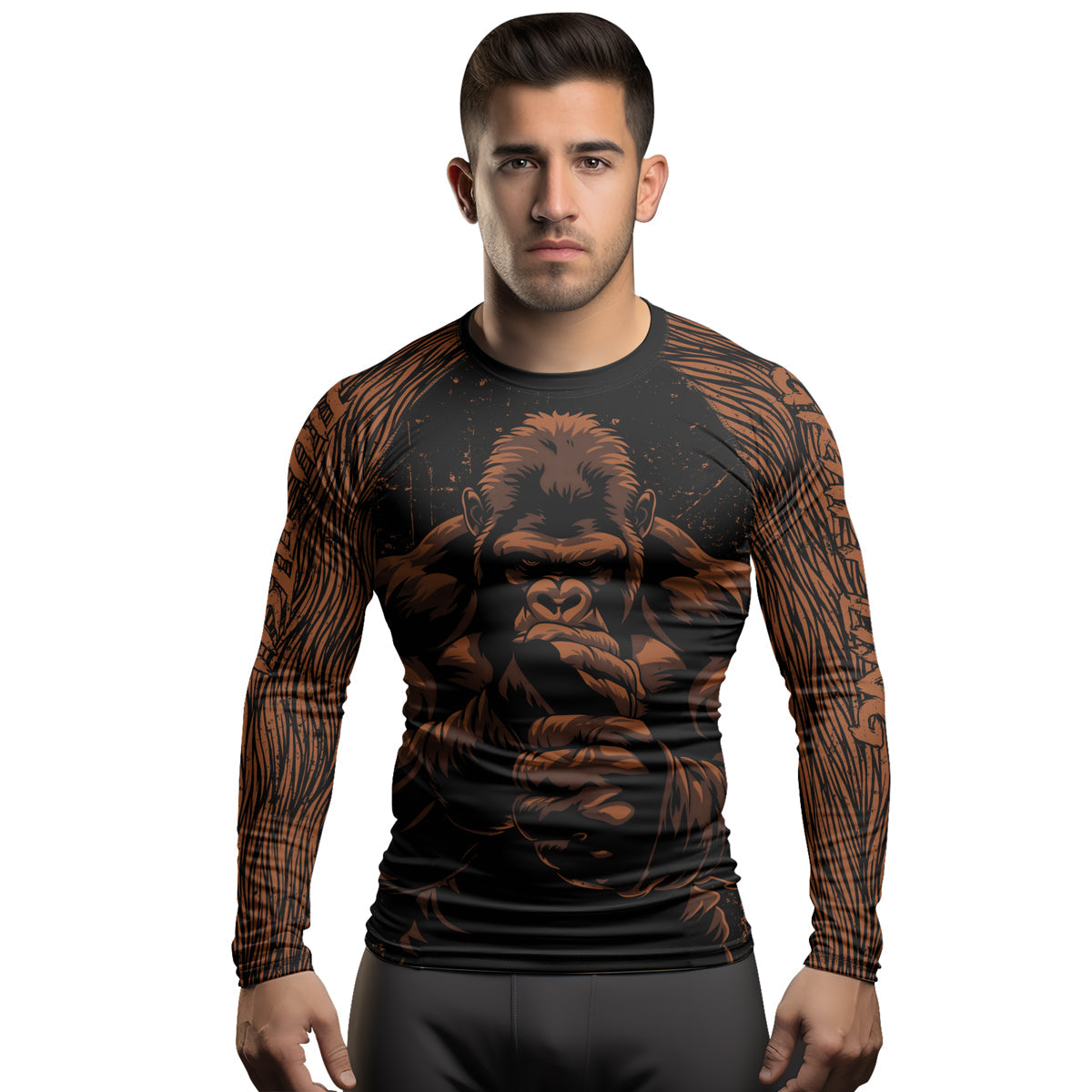 Rashninja Gorilla Jungle King Men's Long Sleeve Rash Guard