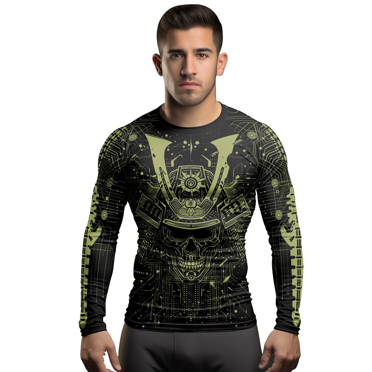 Rashninja Cyber Neon Matrix Men's Long Sleeve Rash Guard