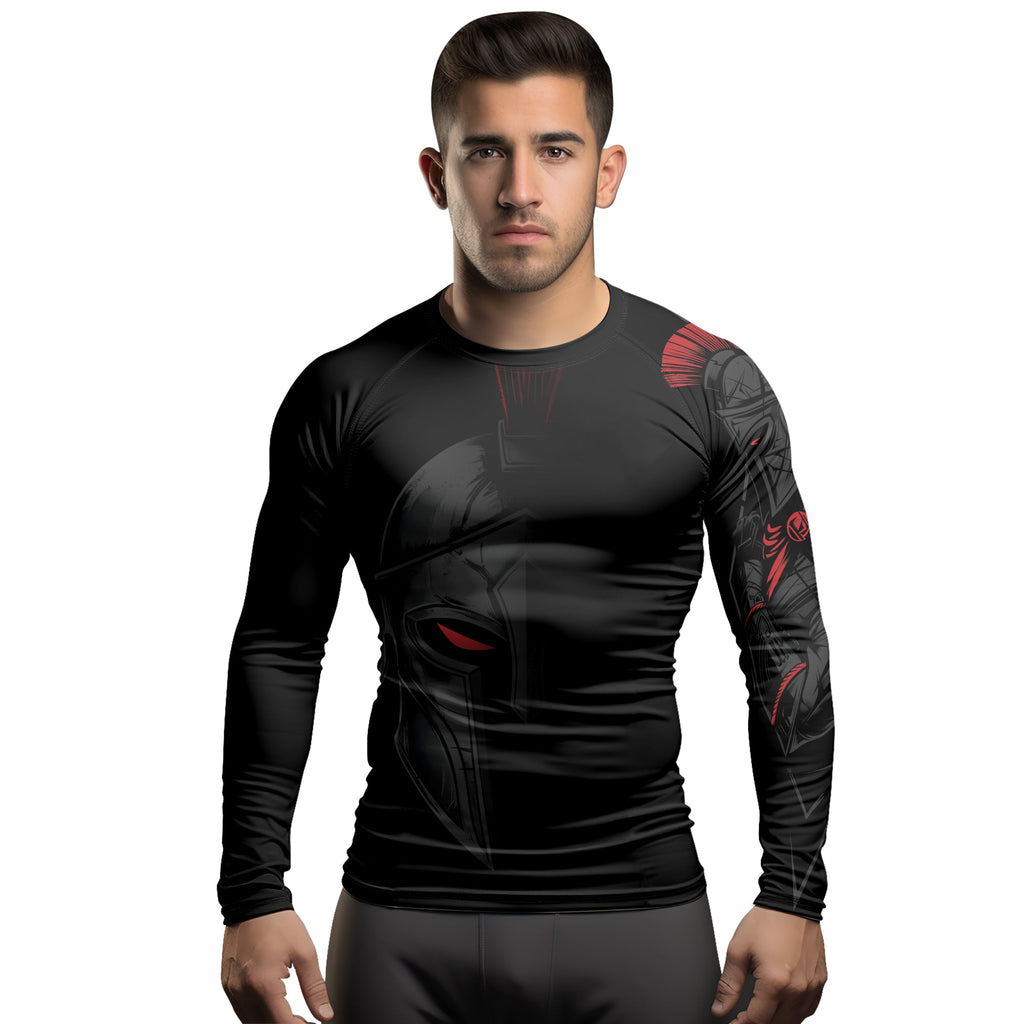 Rashninja Spartan Spear Pattern Men's Long Sleeve Rash Guard