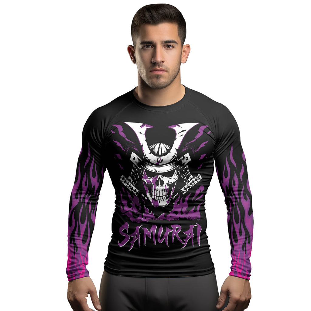 Rashninja Samurai Skull Blaze Men's Long Sleeve Rash Guard