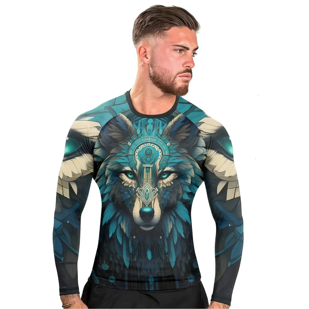 Wolf Tribal Men's Long Sleeve Rash Guard
