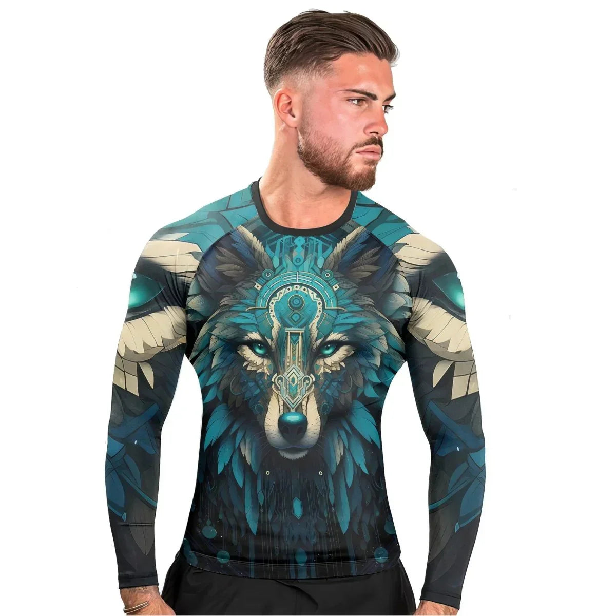 Wolf Tribal Men's Long Sleeve Rash Guard