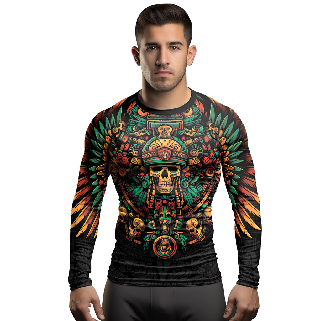 Rashninja Aztec Fire Dance Men's Long Sleeve Rash Guard