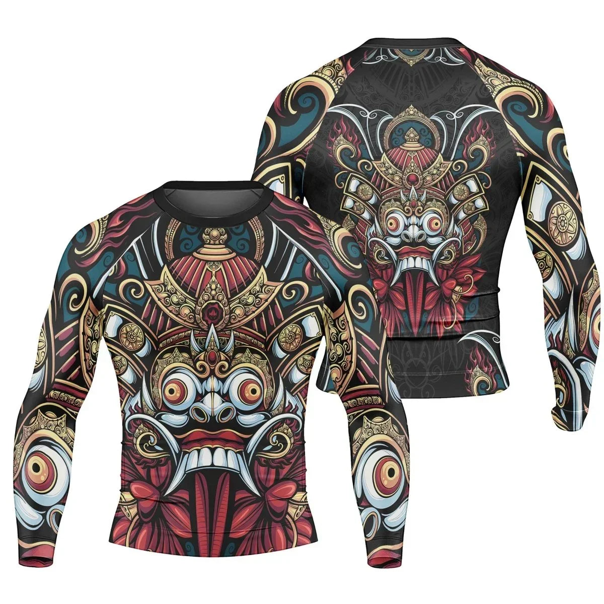 Japanese Weird Samurai Helmet Long Sleeve Rash Guard