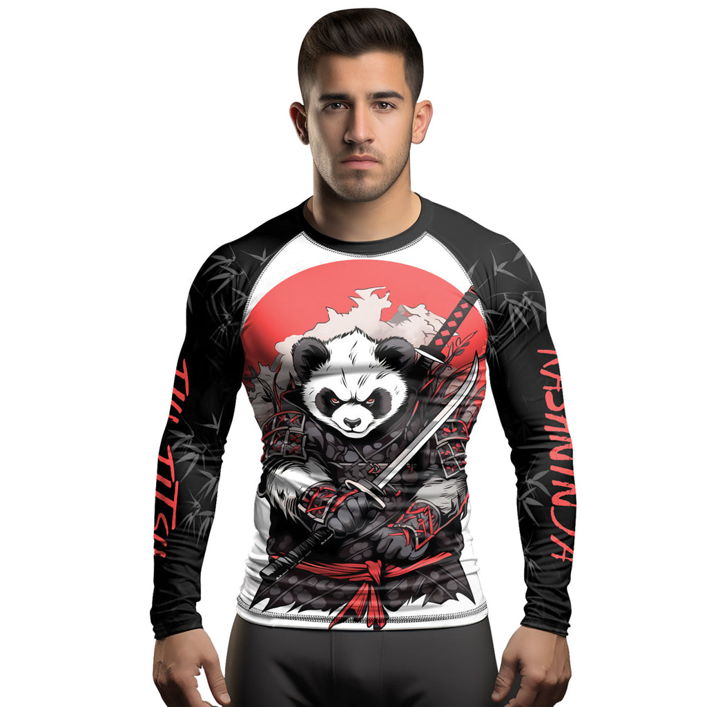 Rashninja Panda Samurai Blade Men's Long Sleeve Rash Guard
