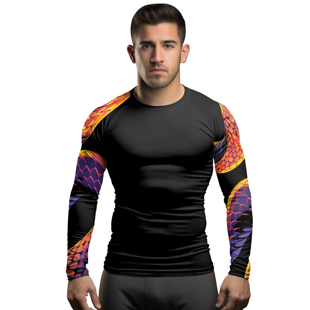 Rashninja Snake Fire Coil Men's Long Sleeve Rash Guard