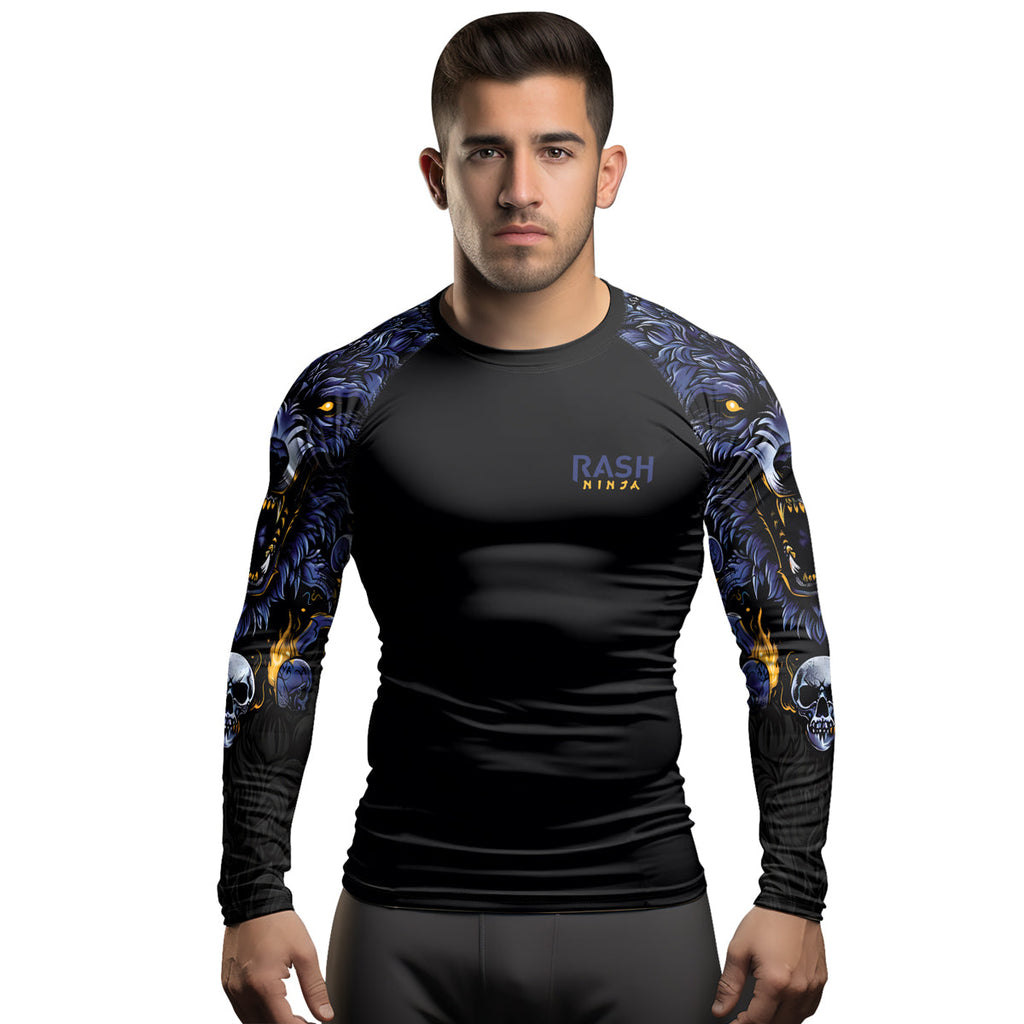 Rashninja Wolf Snow Hunt Men's Long Sleeve Rash Guard