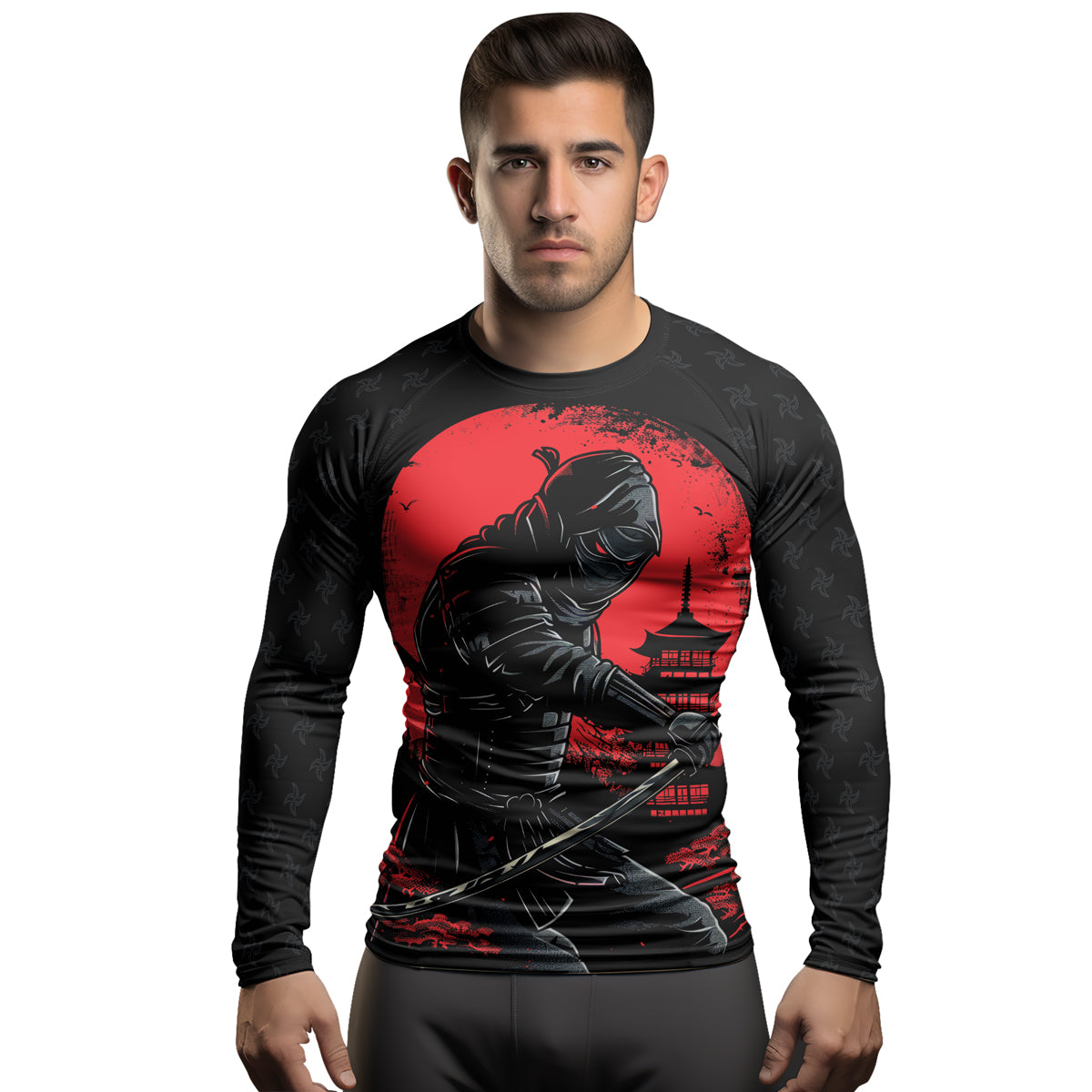 Rashninja Ninja Blood Moon Men's Long Sleeve Rash Guard