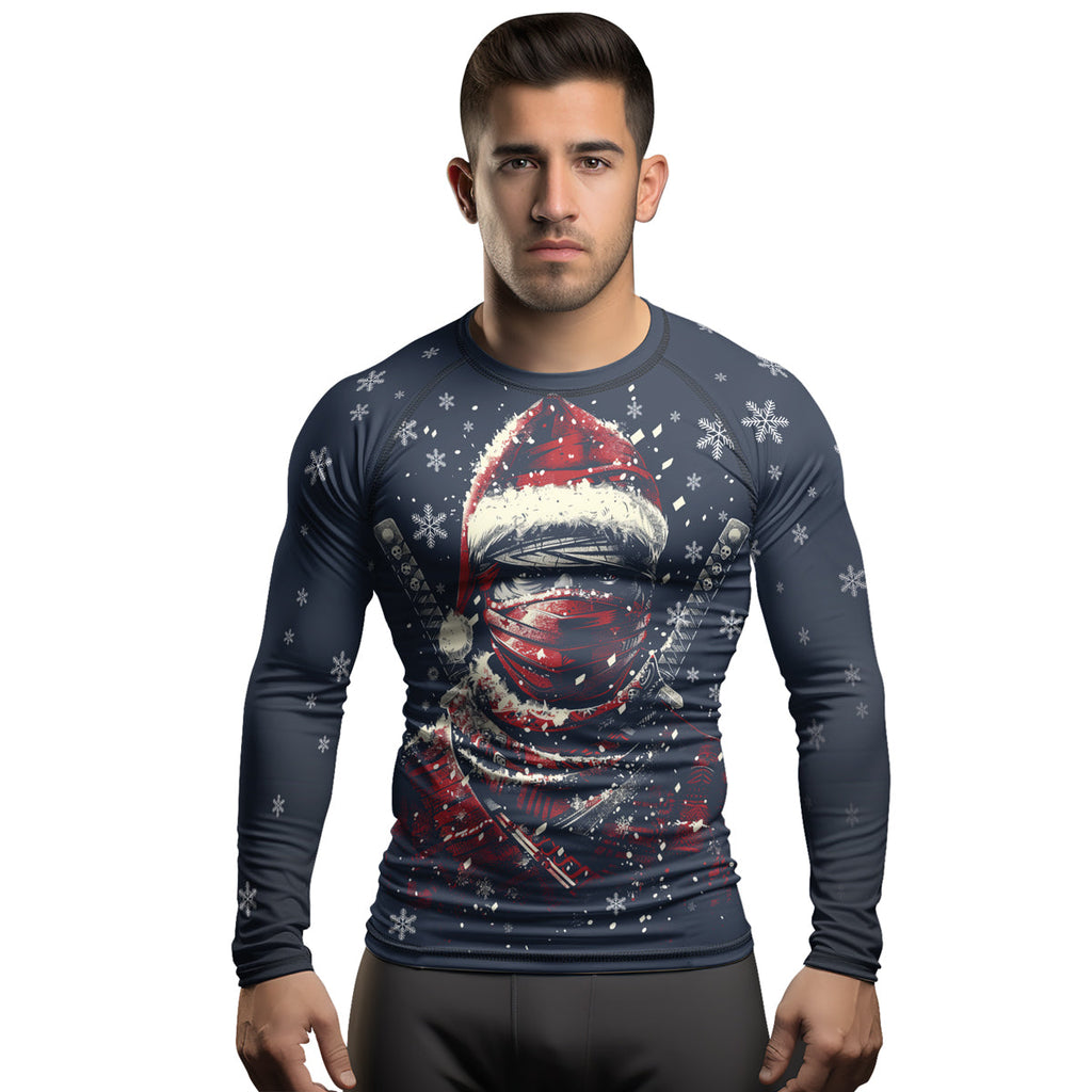 Rashninja Christmas Shadow Santa Men's Long Sleeve Rash Guard