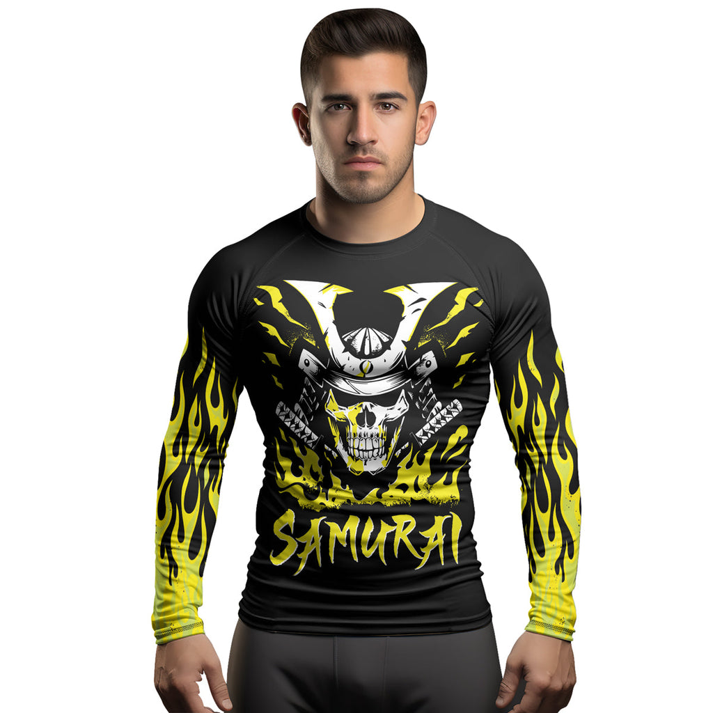 Rashninja Samurai Skull Blaze Men's Long Sleeve Rash Guard