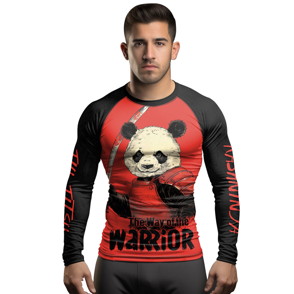 Rashninja Panda the Way of the Warrior Mastery Men's Long Sleeve Rash Guard