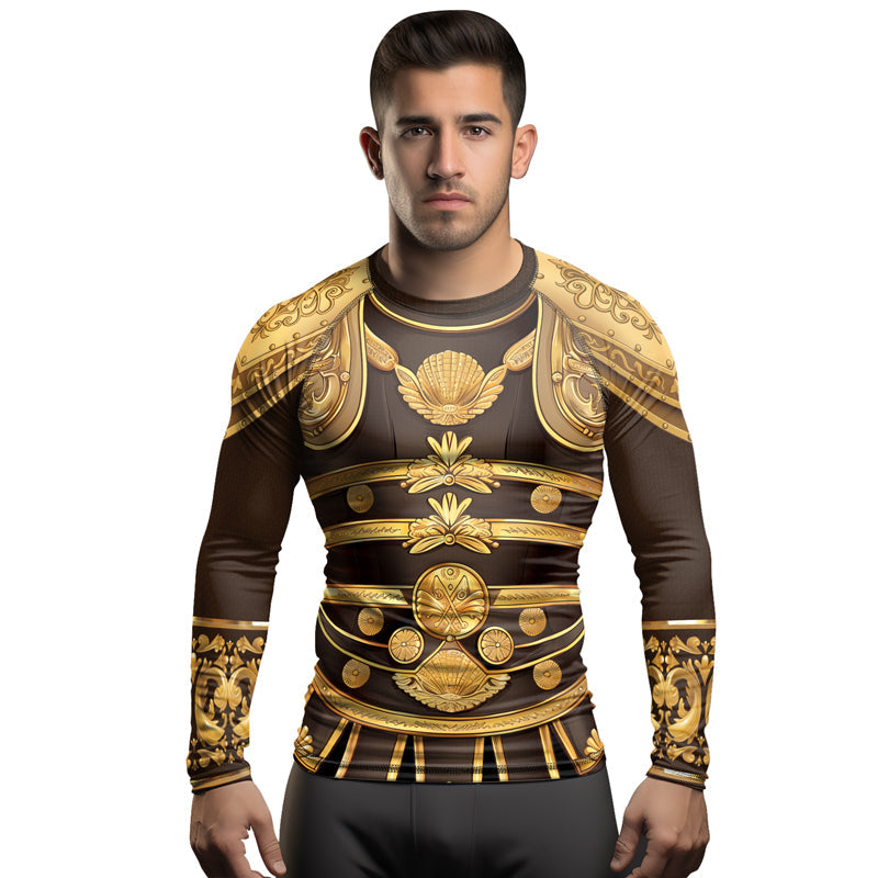 Rashninja Spartan Golden Armor Men's Long Sleeve Rash Guard