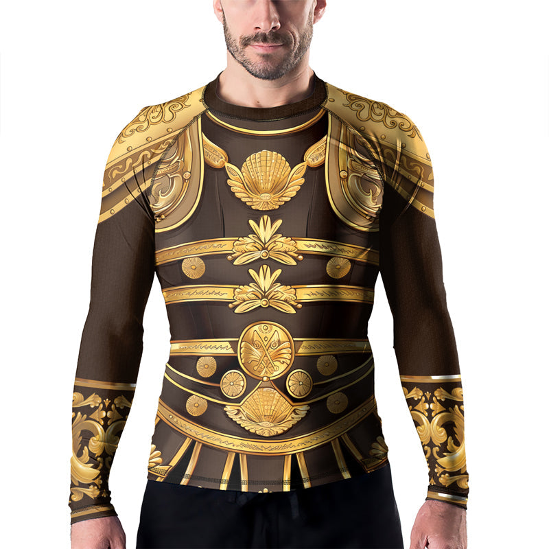 Rashninja Spartan Golden Armor Men's Long Sleeve Rash Guard