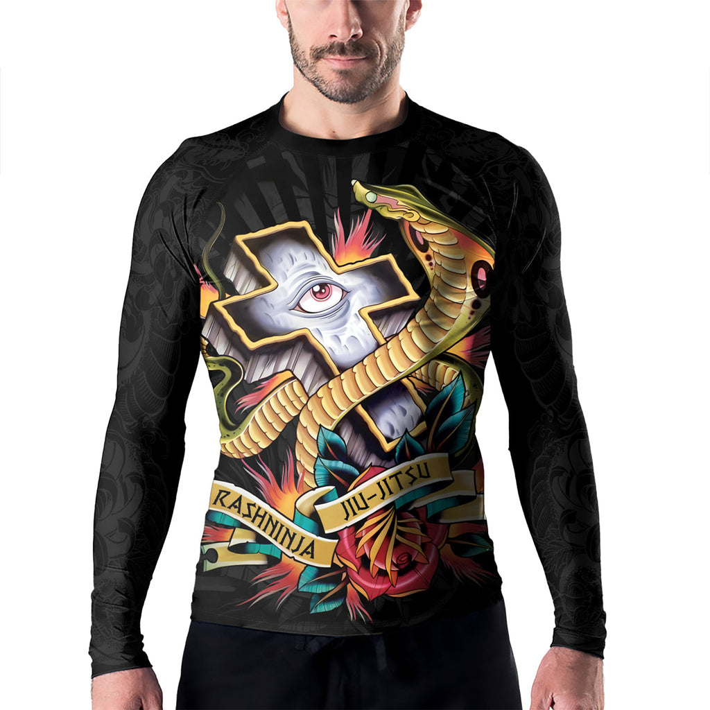 Rashninja Snake Tattoo Ink Spiral Men's Long Sleeve Rash Guard