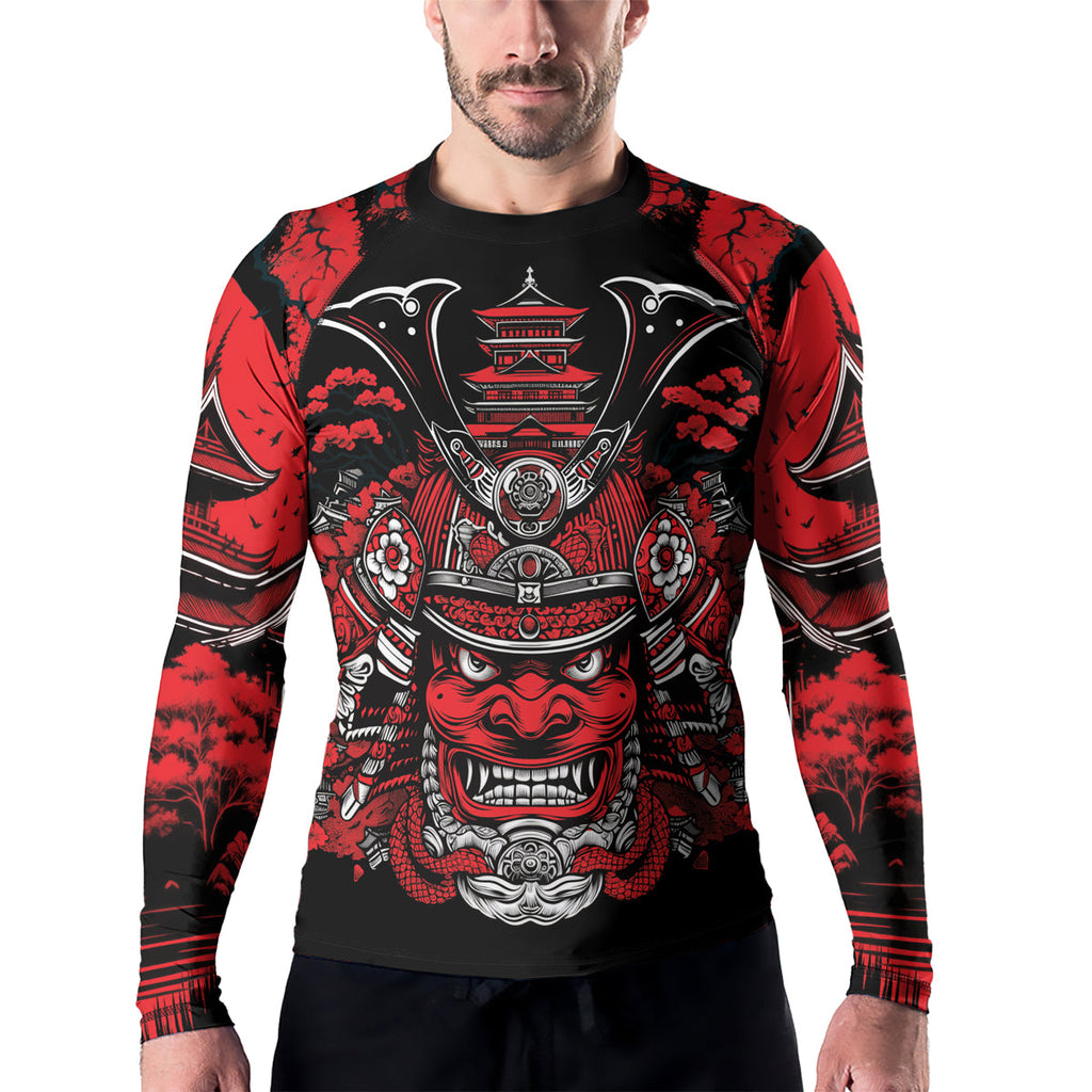 Rashninja Samurai Blood Moon Men's Long Sleeve Rash Guard