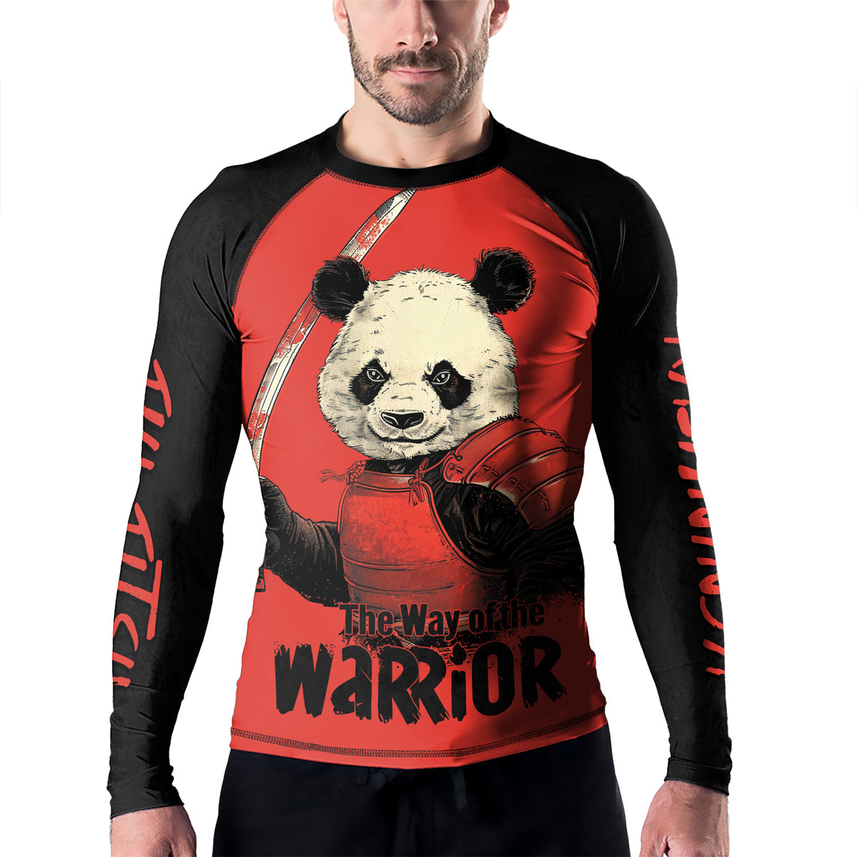 Rashninja Panda the Way of the Warrior Mastery Men's Long Sleeve Rash Guard