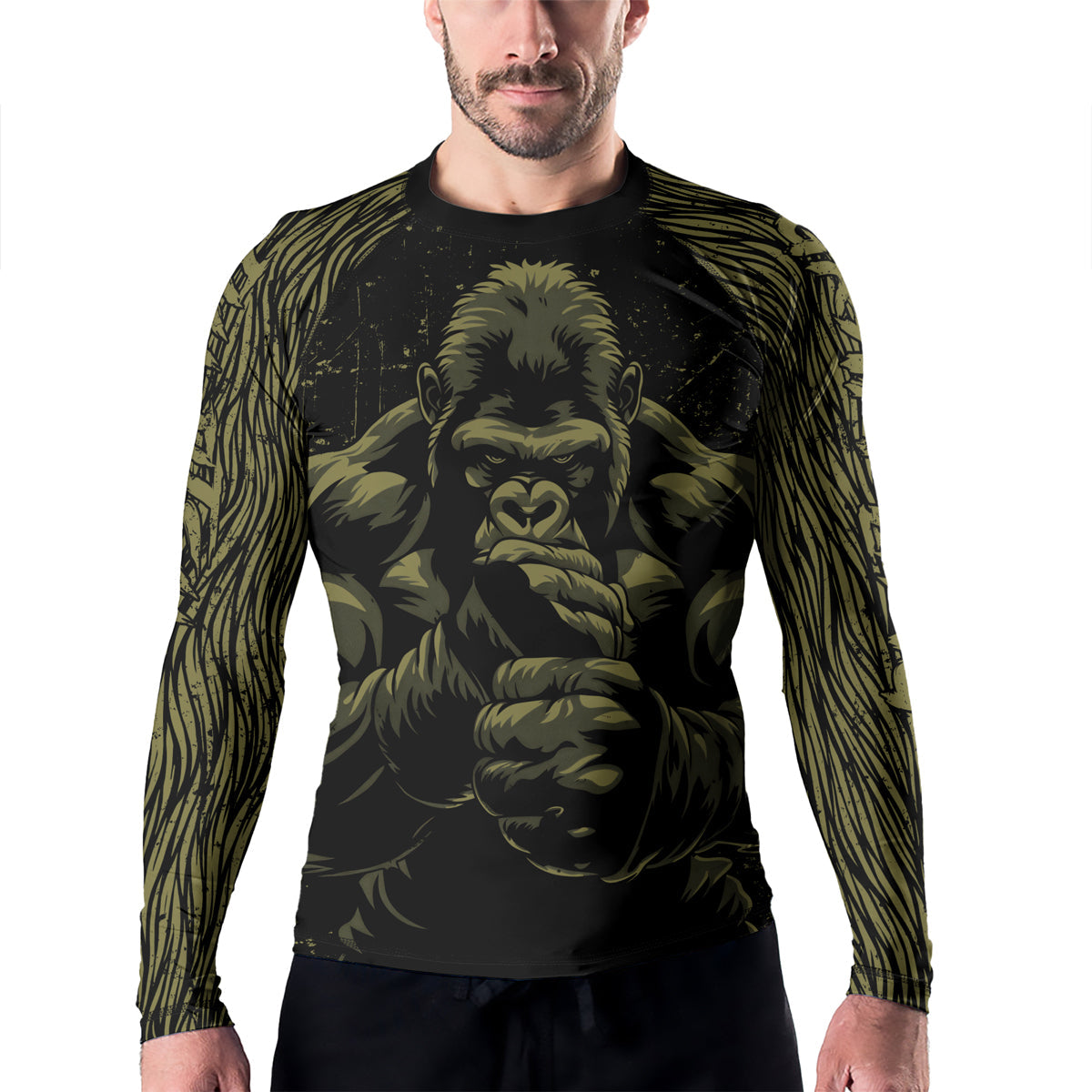 Rashninja Gorilla Jungle King Men's Long Sleeve Rash Guard