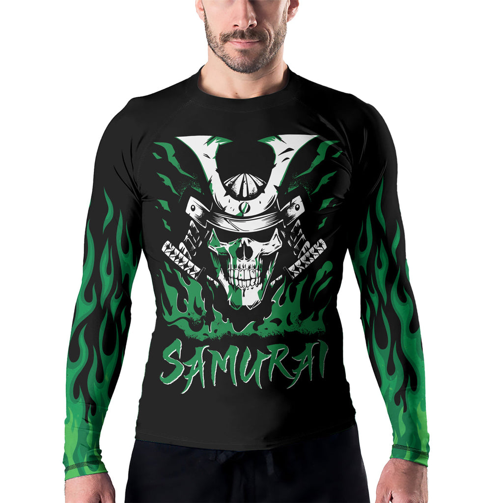 Rashninja Samurai Skull Blaze Men's Long Sleeve Rash Guard