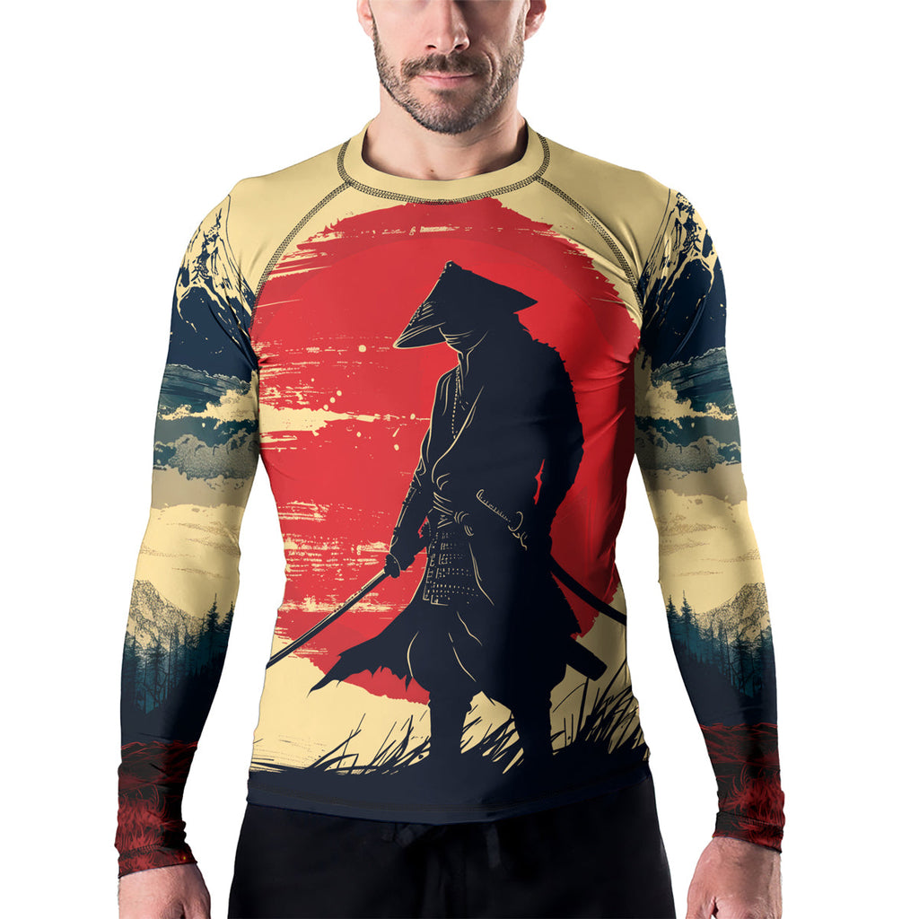 Rashninja Samurai Red Dawn Men's Long Sleeve Rash Guard