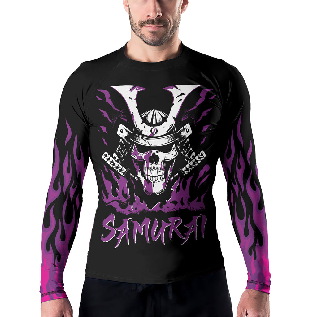 Rashninja Samurai Skull Blaze Men's Long Sleeve Rash Guard