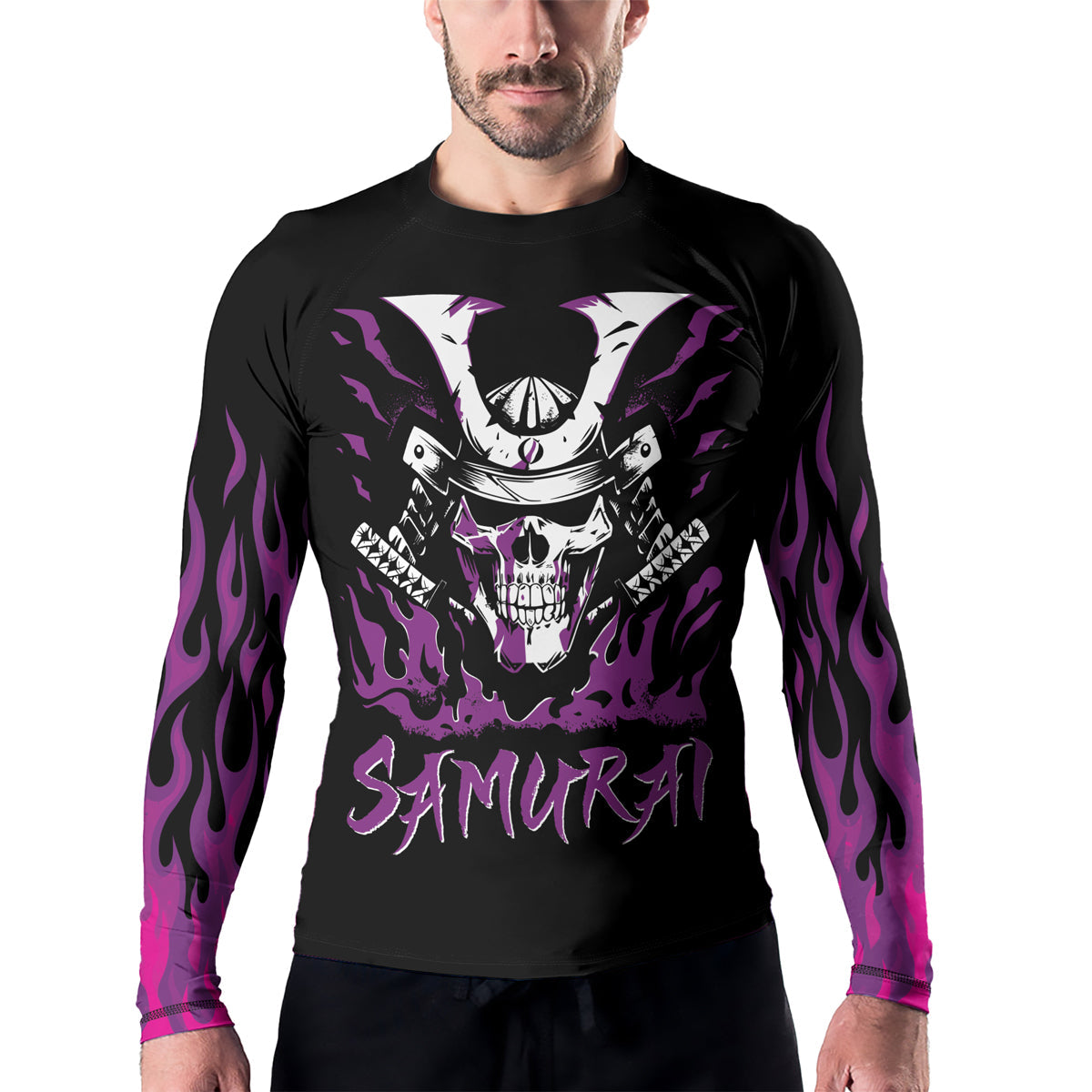 Rashninja Samurai Skull Blaze Men's Long Sleeve Rash Guard
