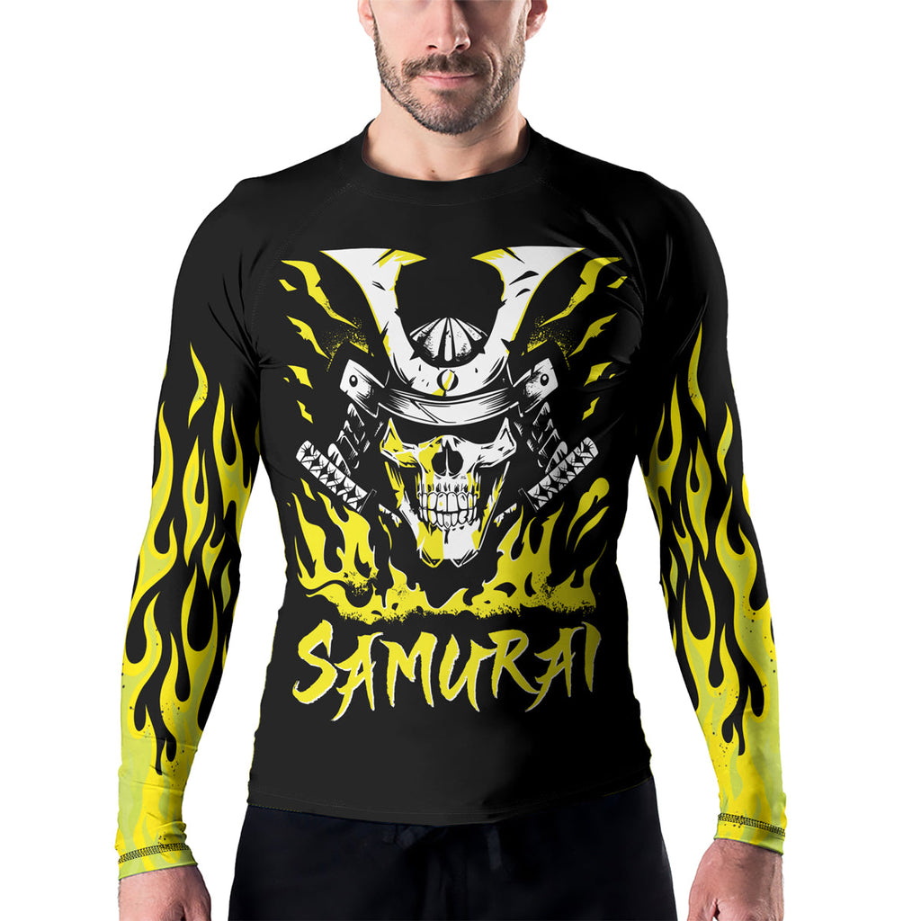 Rashninja Samurai Skull Blaze Men's Long Sleeve Rash Guard