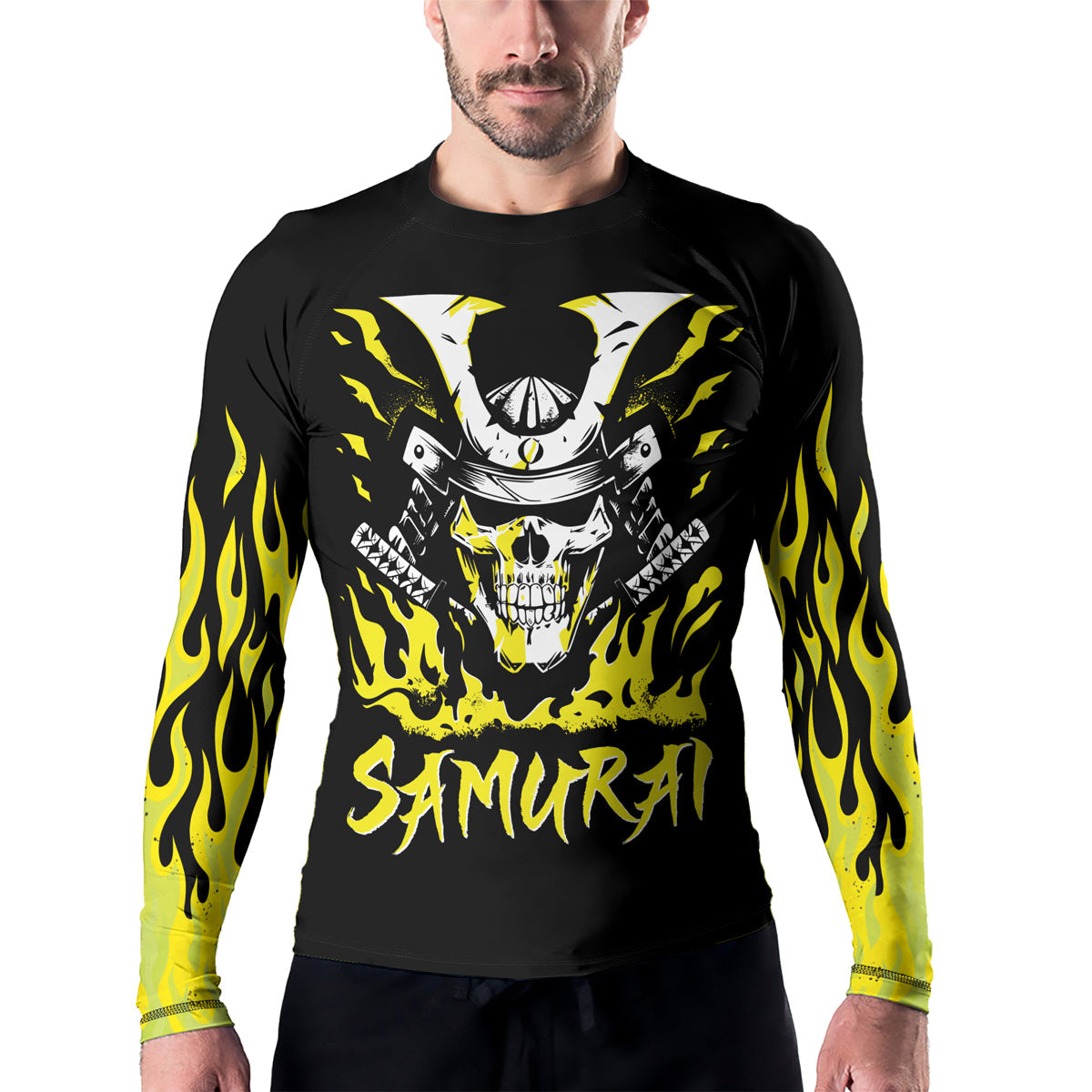 Rashninja Samurai Skull Blaze Men's Long Sleeve Rash Guard