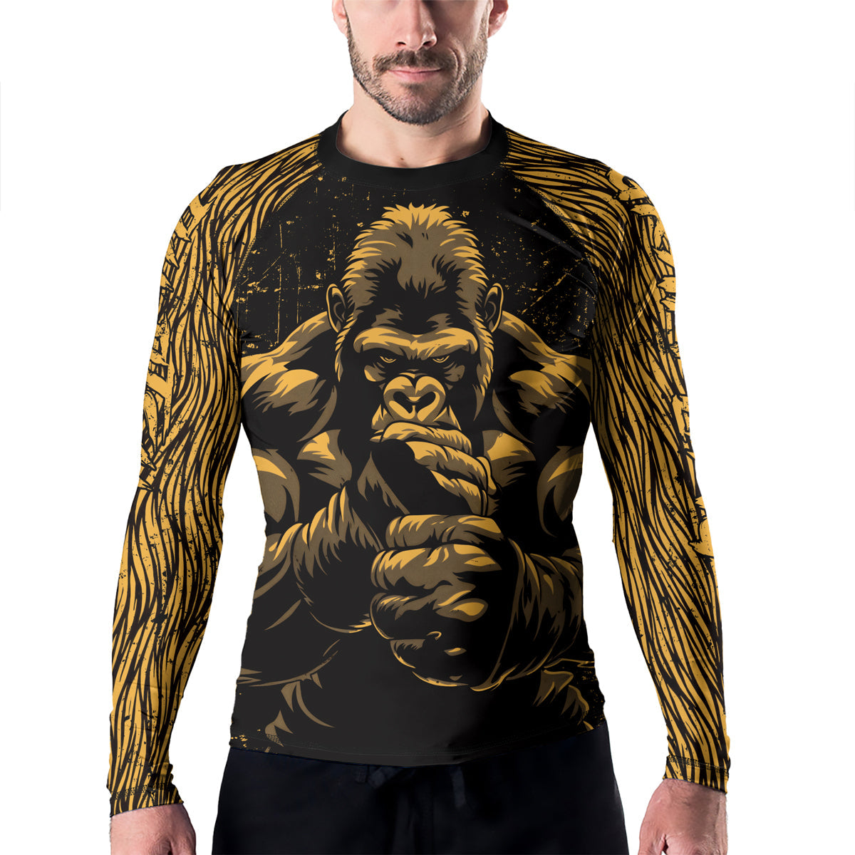 Rashninja Gorilla Jungle King Men's Long Sleeve Rash Guard