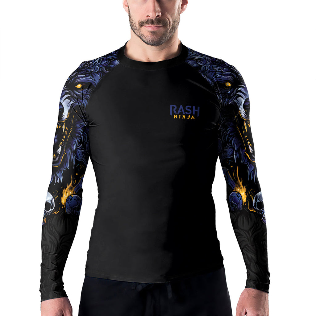 Rashninja Wolf Snow Hunt Men's Long Sleeve Rash Guard