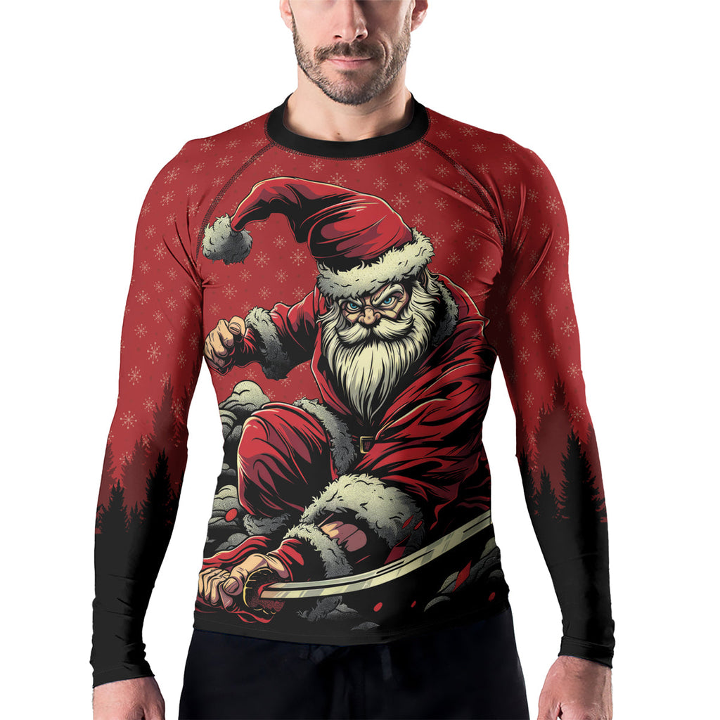 Rashninja Christmas Santa Grappler Men's Long Sleeve Rash Guard