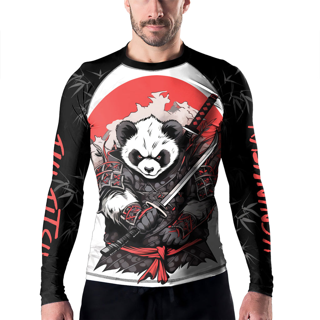 Rashninja Panda Samurai Blade Men's Long Sleeve Rash Guard