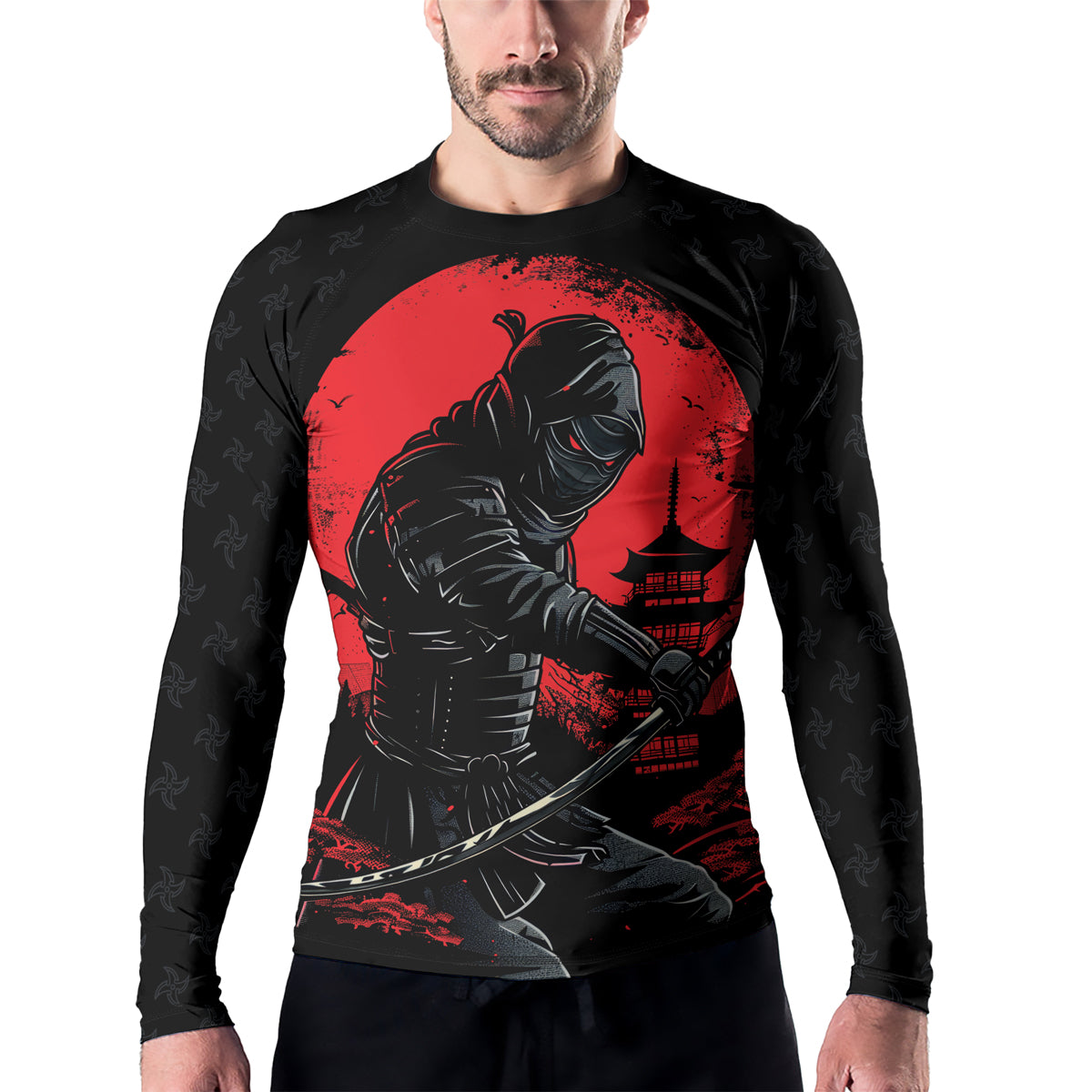 Rashninja Ninja Blood Moon Men's Long Sleeve Rash Guard