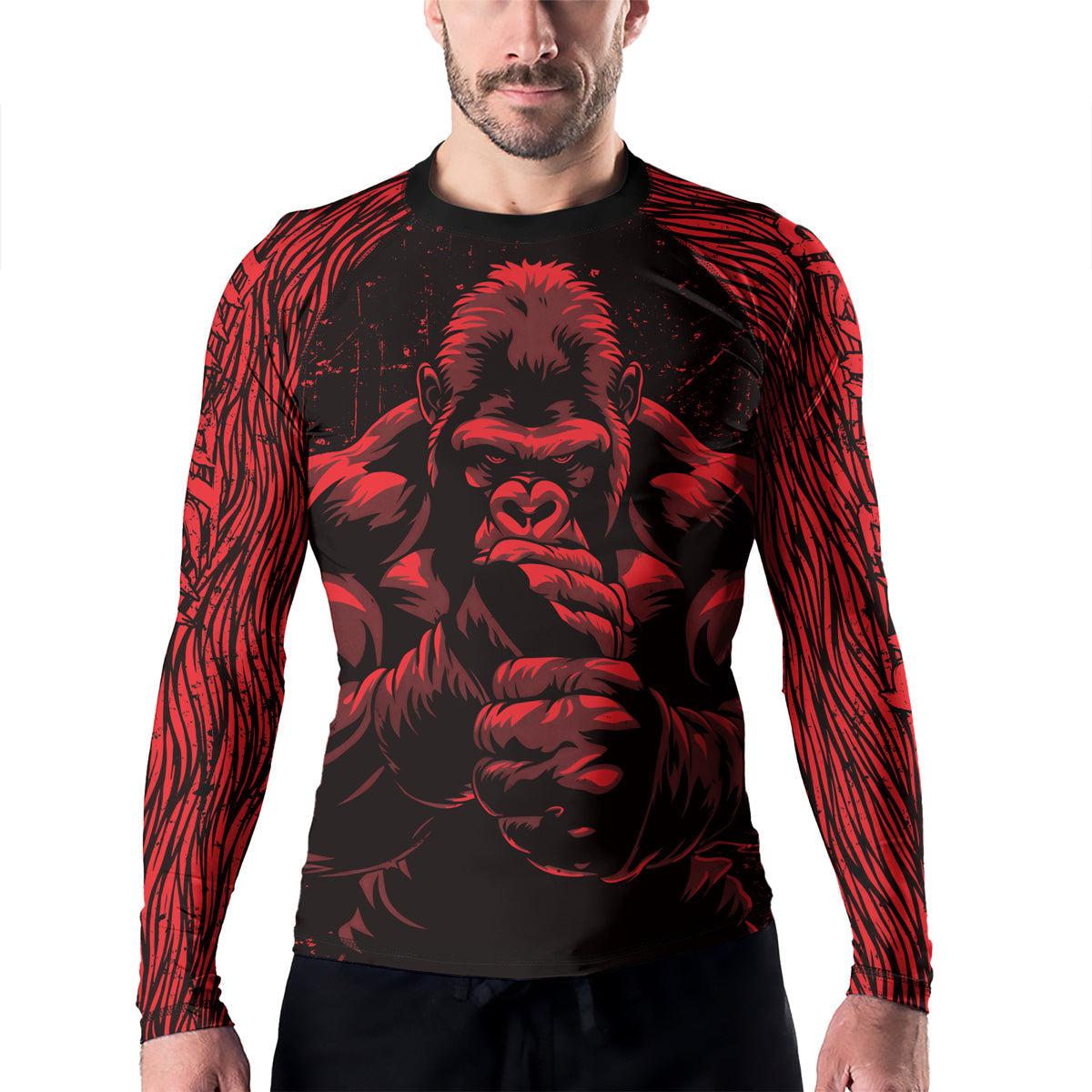 Rashninja Gorilla Jungle King Men's Long Sleeve Rash Guard