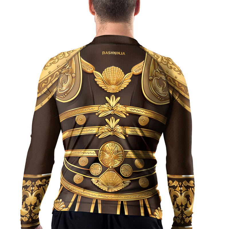 Rashninja Spartan Golden Armor Men's Long Sleeve Rash Guard