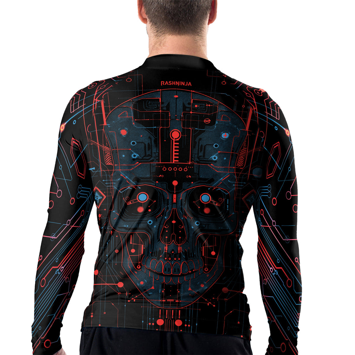 Rashninja Cyber Skull Red Men's Long Sleeve Rash Guard